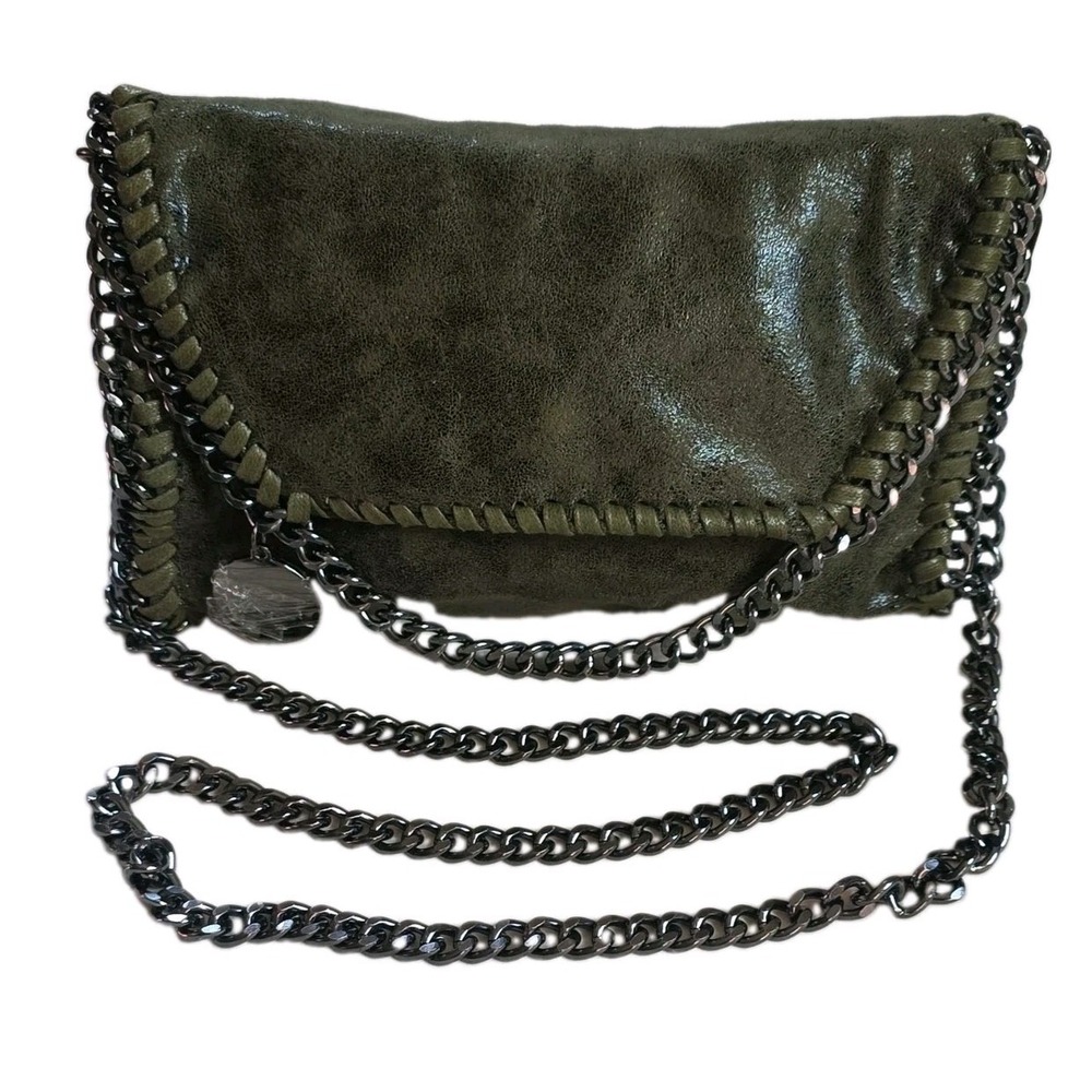 NWT MERSI Alicia Vegan Leather Chain Crossbody Bag - Olive Green